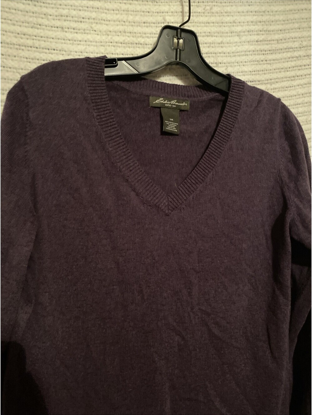 Sweater Women’s Eddie Bauer V-Neck Purple Lg